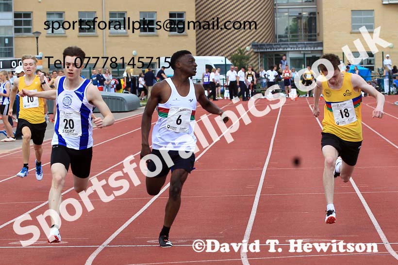 Mens U-17s and Boys U-15s 100 metres, 2022 Northern Inter Counties U17s and U15s Track and Field, York, Thursday, June 2nd. Photo: David T. Hewitson/Sports for All Pics